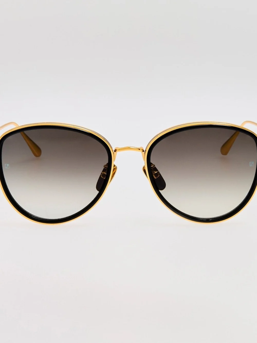 Linda Farrow Dahlia Sunglasses in 22k gold and grey