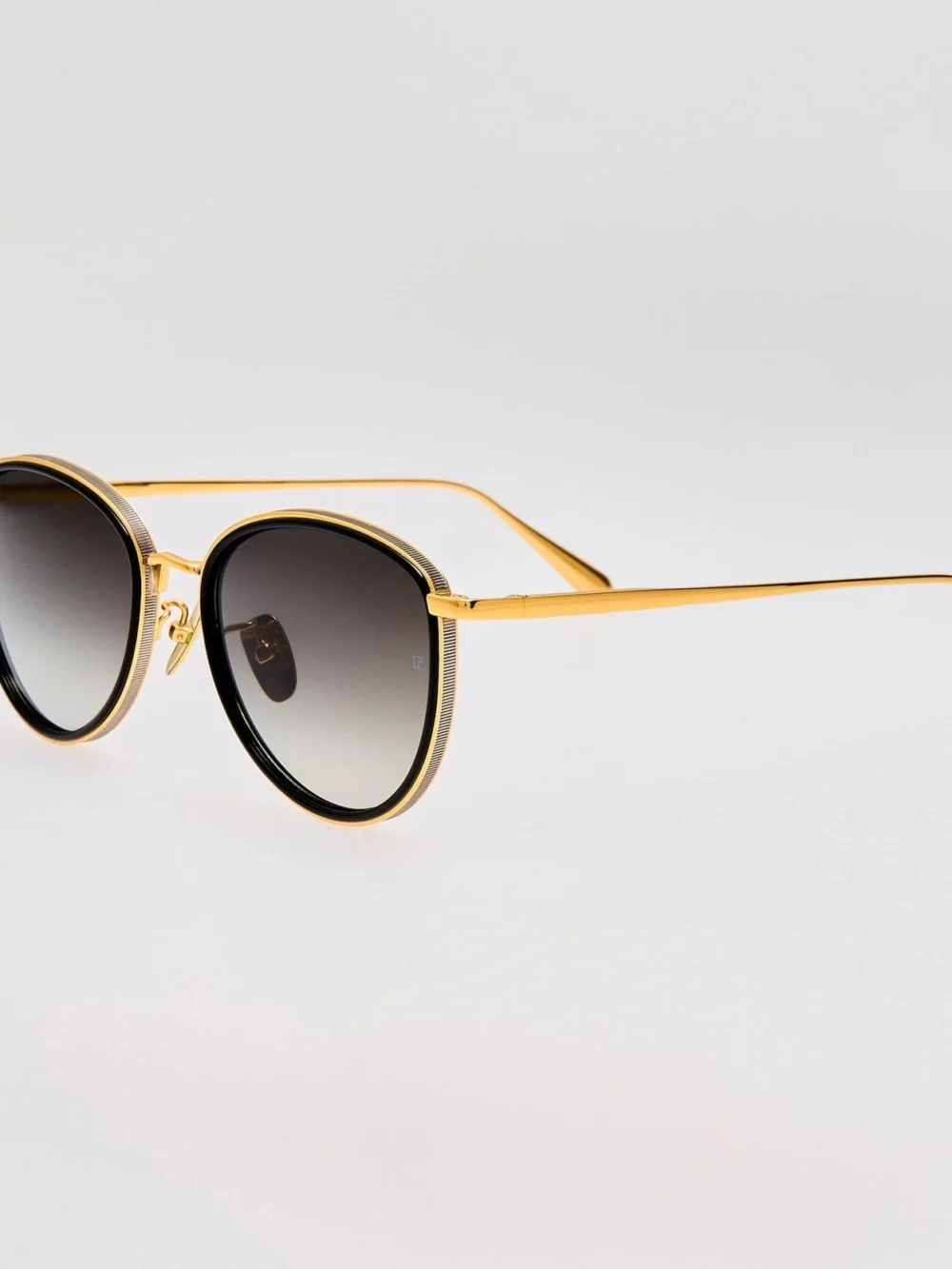 Linda Farrow Dahlia Sunglasses, 22k gold and grey, view 2