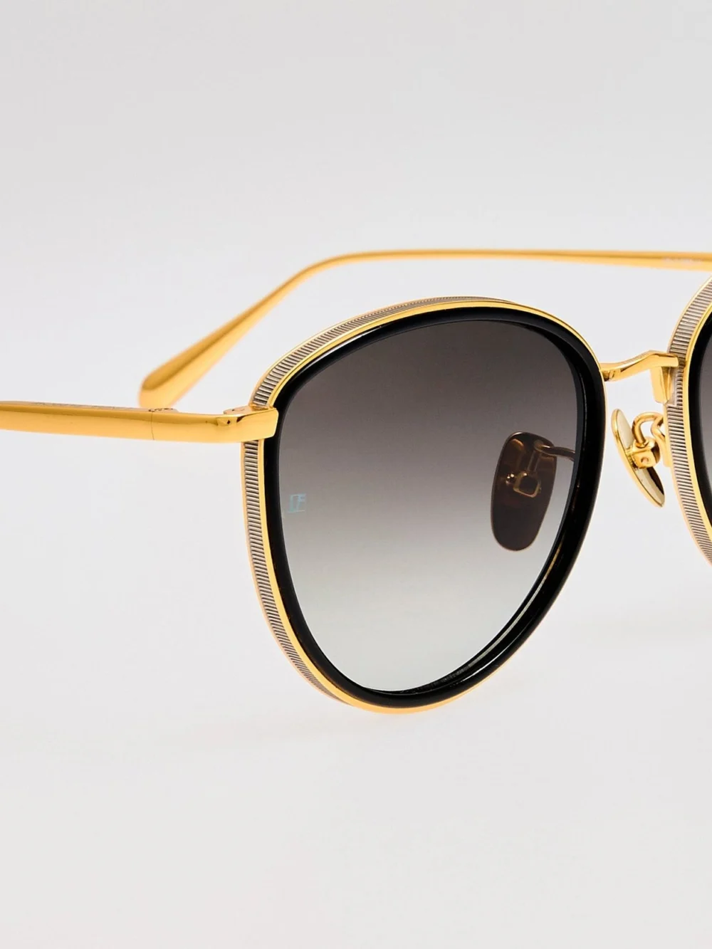 Linda Farrow Dahlia Sunglasses, 22k gold and grey, view 5