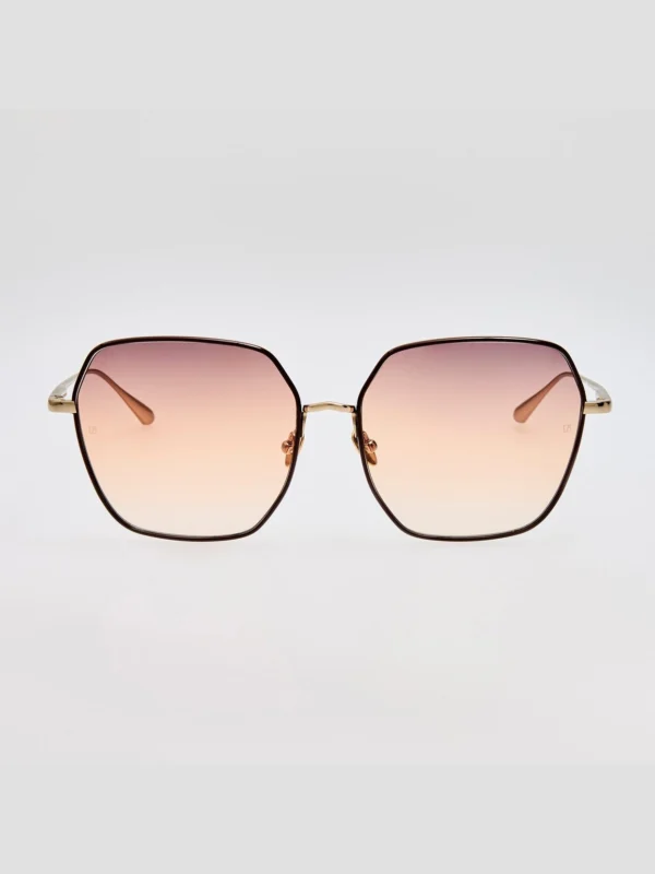 Linda Farrow Darcie Sunglasses in 22K Gold and Ash