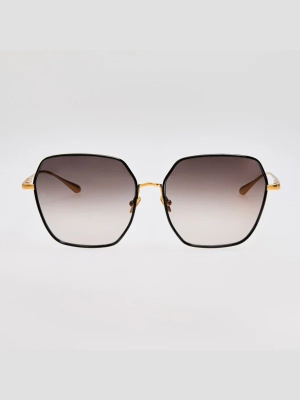 Linda Farrow Darcie Sunglasses in 22K Gold and Grey