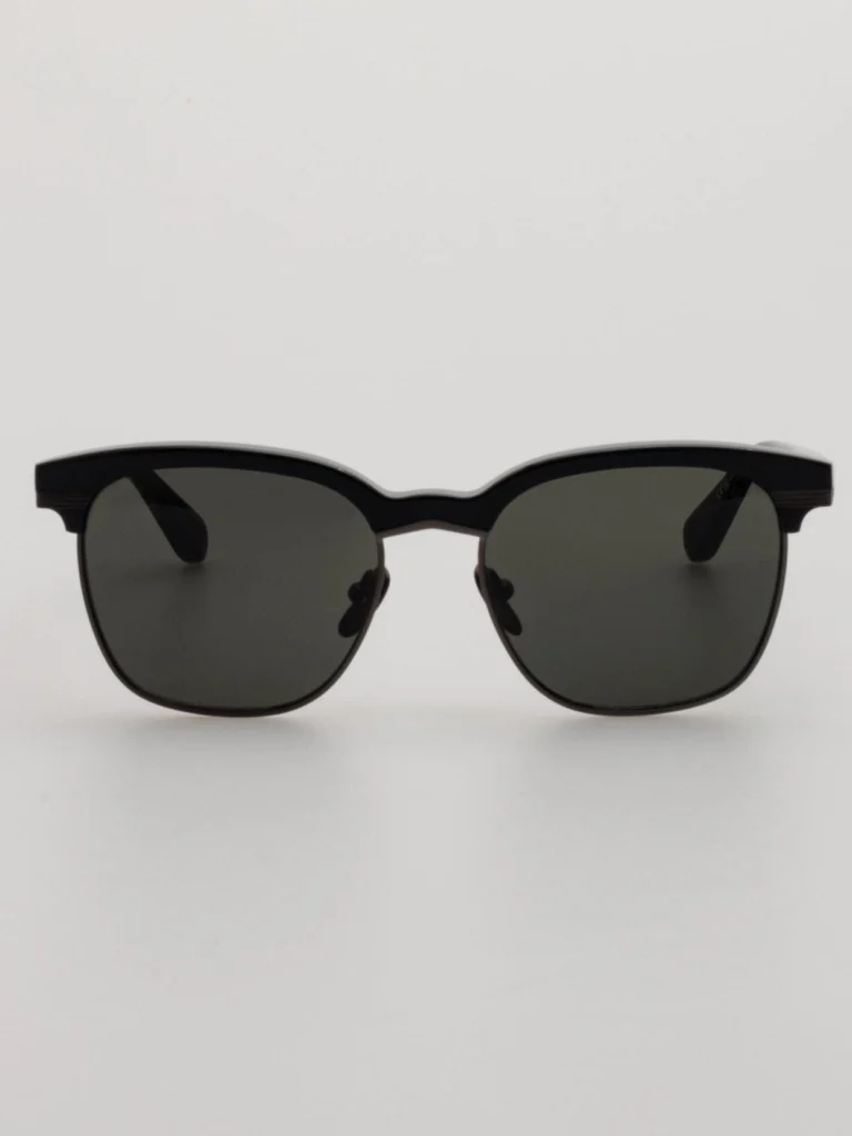 Linda Farrow Darin Sunglasses in Black Matt Nickel
