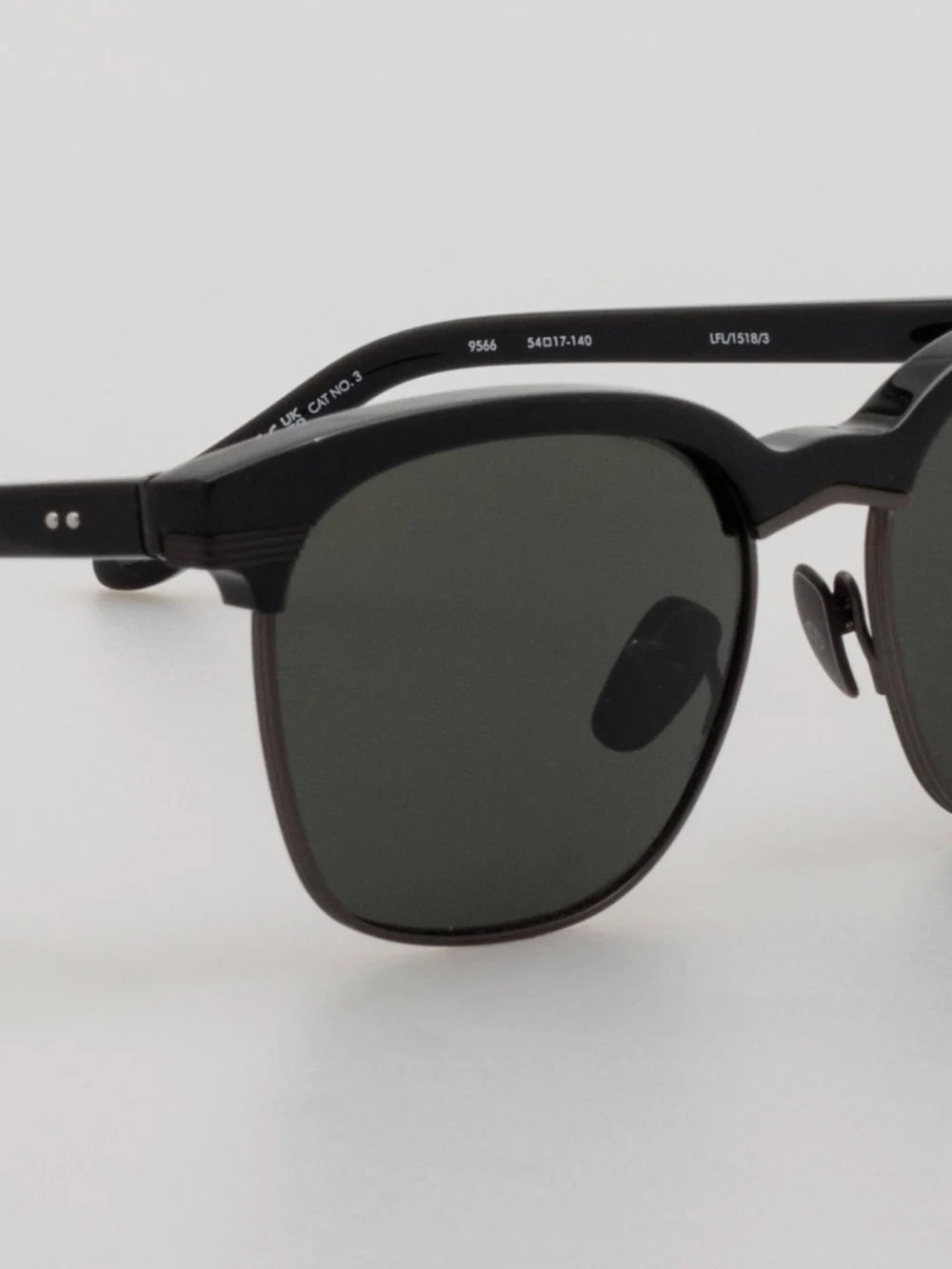 Linda Farrow Darin Sunglasses, black matt nickel, view 3