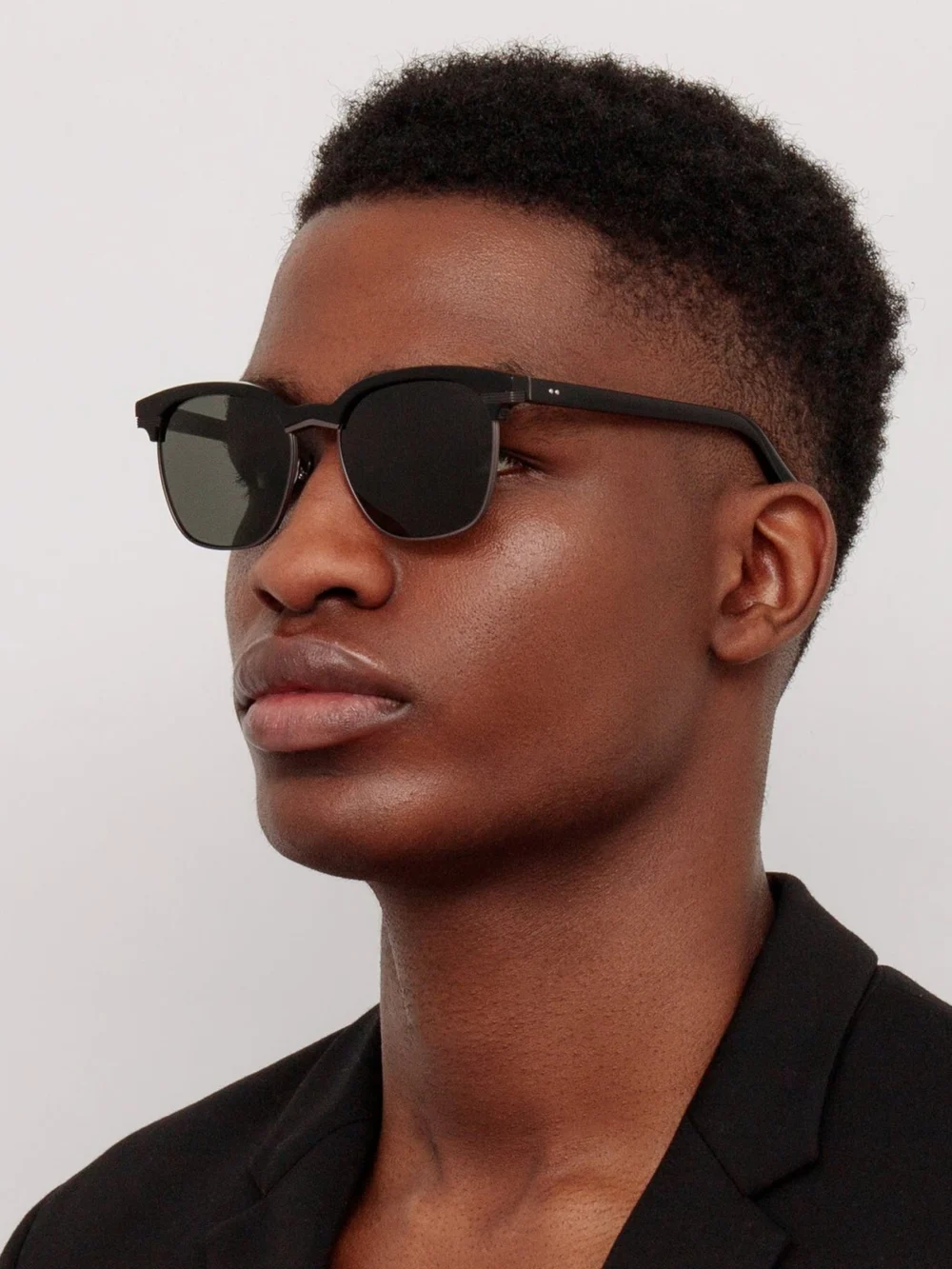 Linda Farrow Darin Sunglasses, black matt nickel, view 4