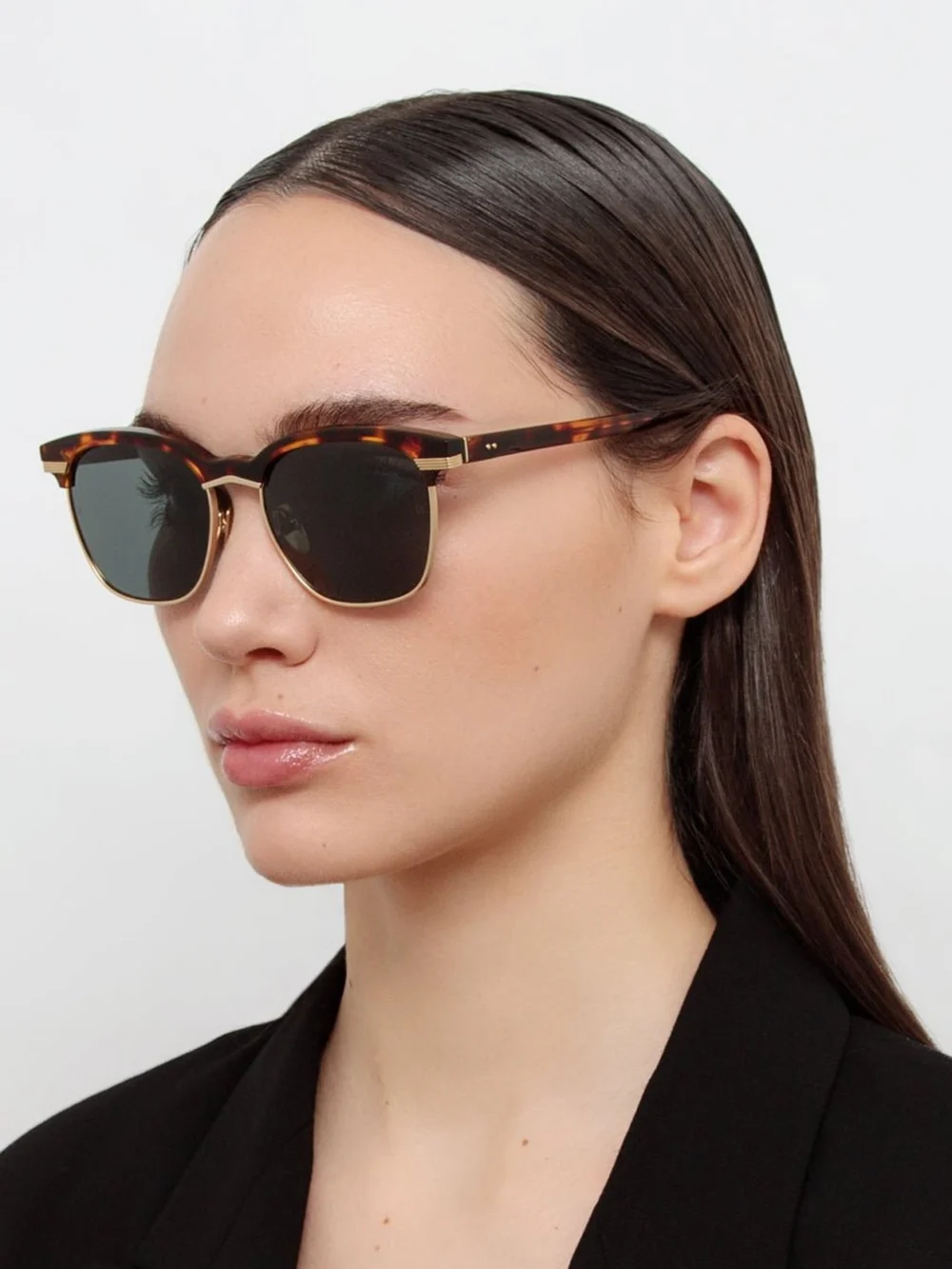 Linda Farrow Darin Sunglasses, dark tortoiseshell, view 3