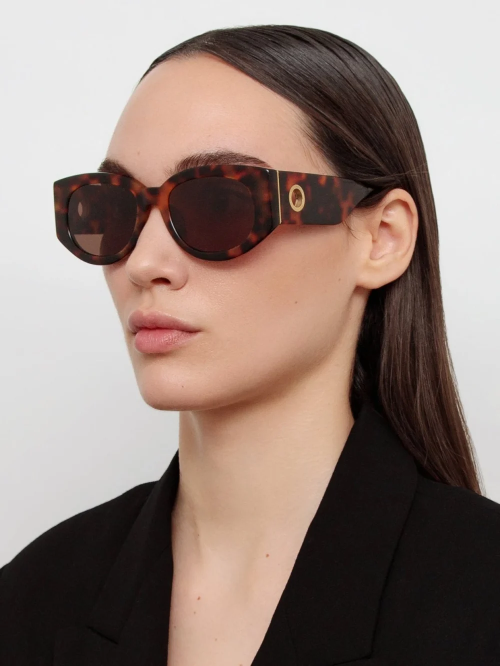 Linda Farrow Debbie Sunglasses, tortoiseshell, view 3