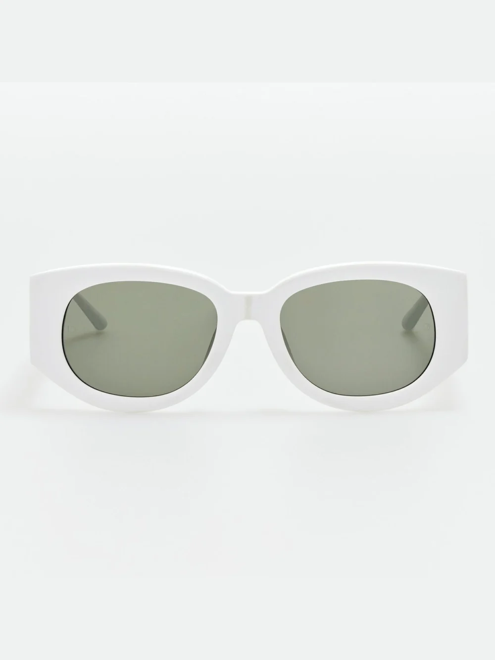 Linda Farrow Debbie Sunglasses in white with diamonds and 22k white gold
