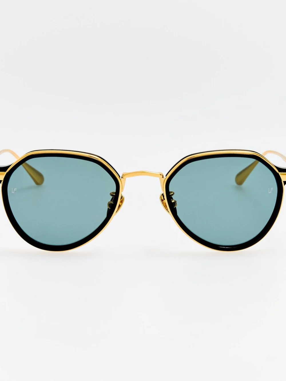 Linda Farrow Dellal Sunglasses in 22k gold and grey