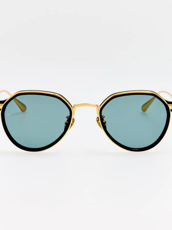 Linda Farrow Dellal Sunglasses in 22K Gold and Grey