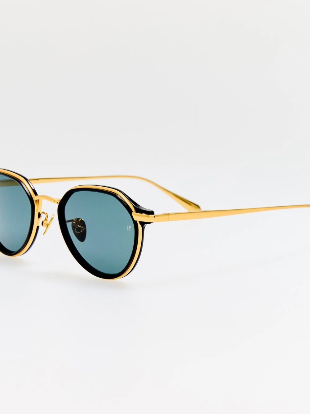 Linda Farrow Dellal Sunglasses, 22k gold and grey, view 2