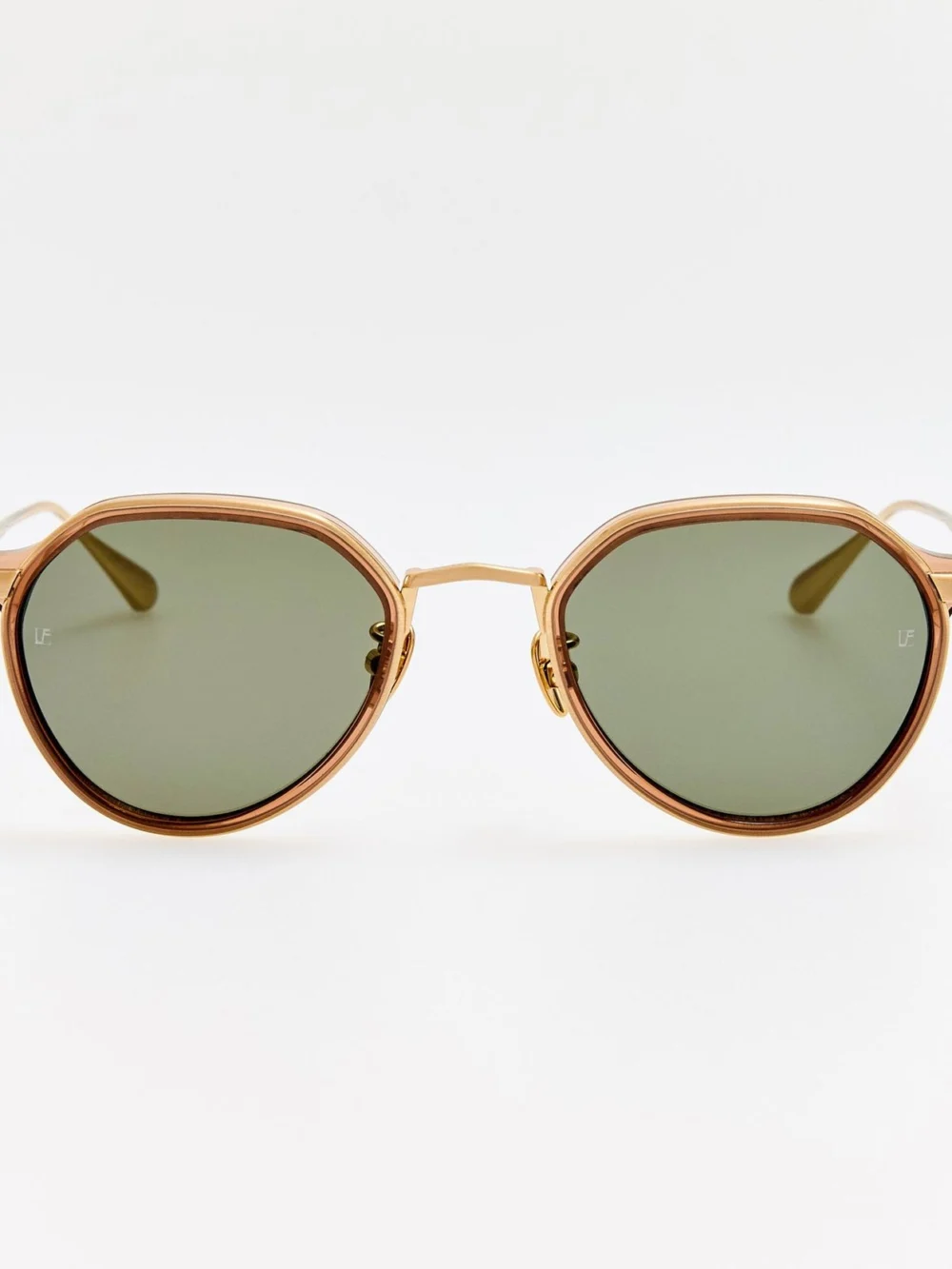 Linda Farrow Dellal Sunglasses in matt champagne and green