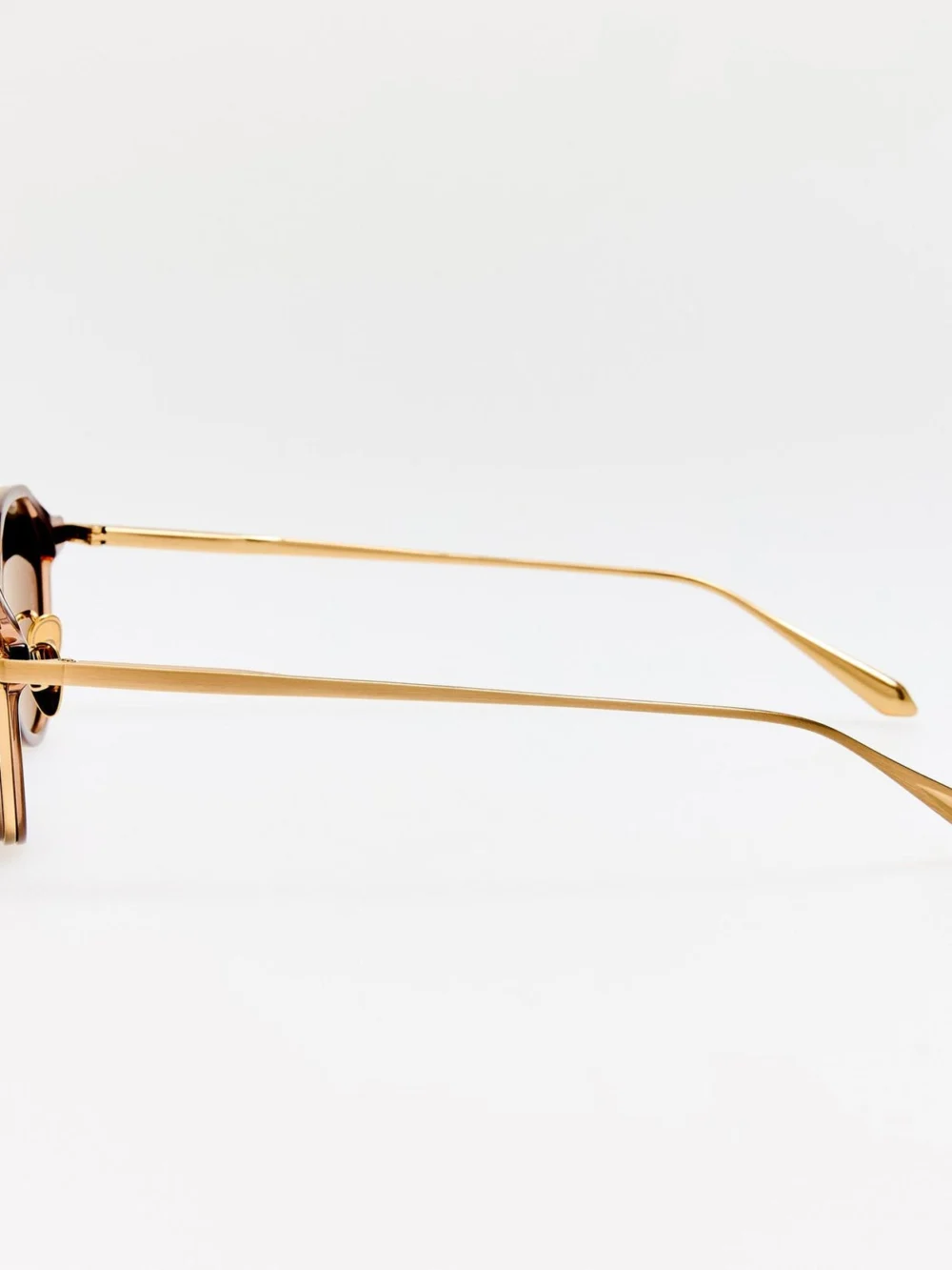 Linda Farrow Dellal Sunglasses, matt champagne and green, view 5