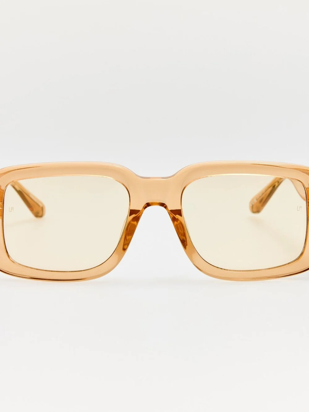 Linda Farrow Delmare Sunglasses in honey & yellow barberini photochromic transition lenses