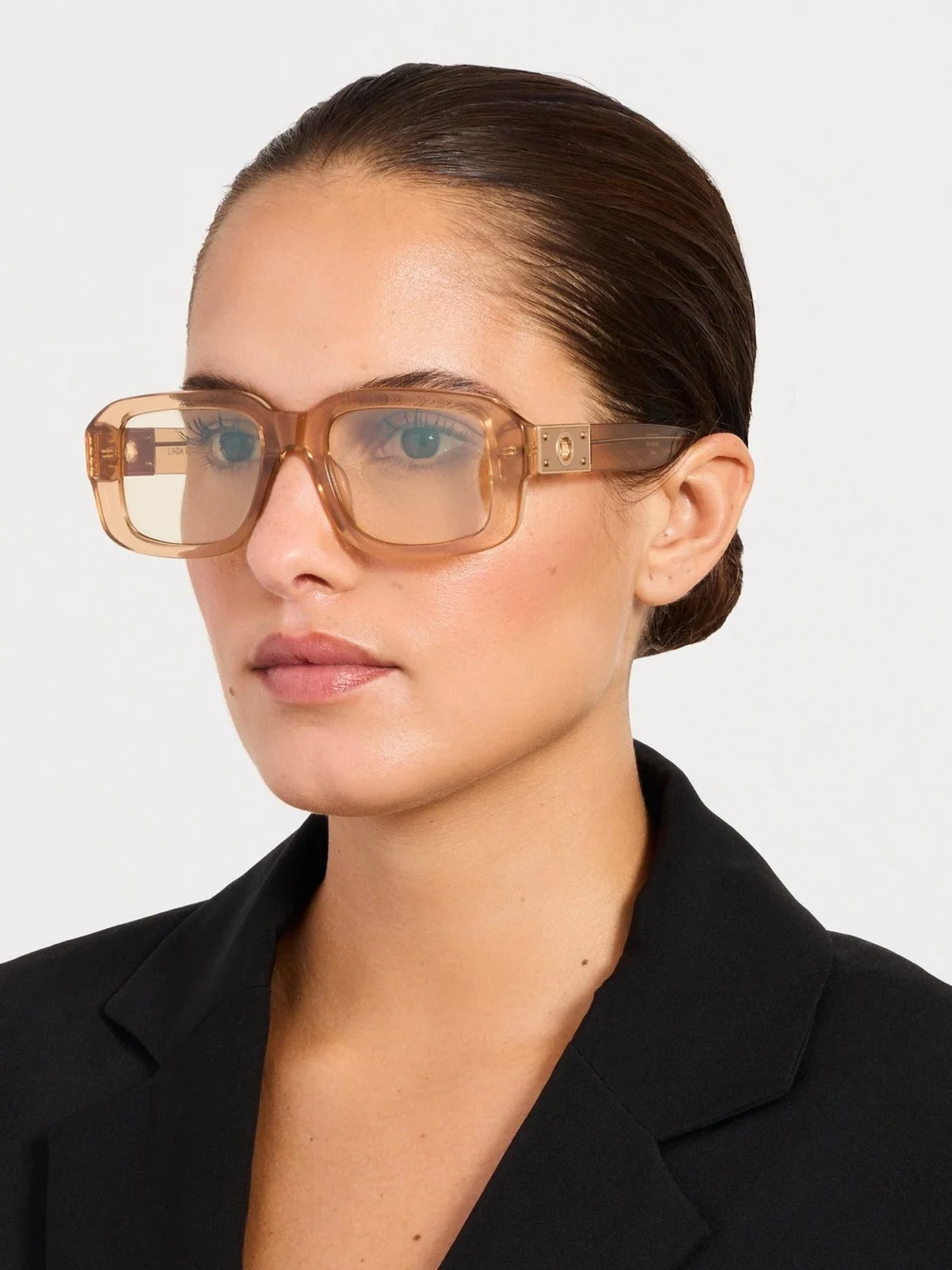 Linda Farrow Delmare Sunglasses, honey & yellow barberini photochromic transition lenses, view 5