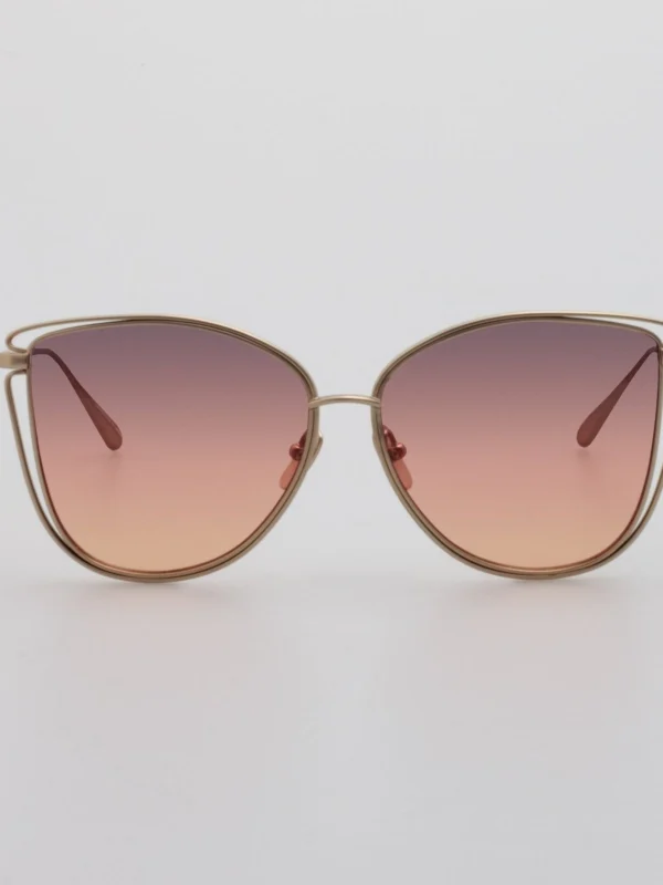 Linda Farrow Dinah Sunglasses in Champagne and Sunset Gradient