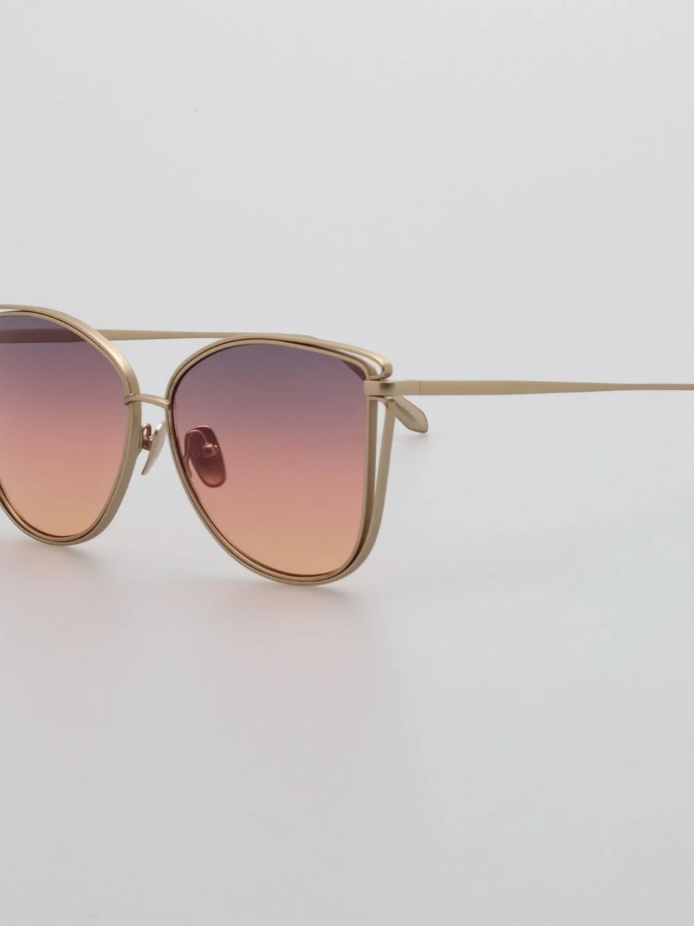 Linda Farrow Dinah Sunglasses, champagne and sunset gradient, view 2