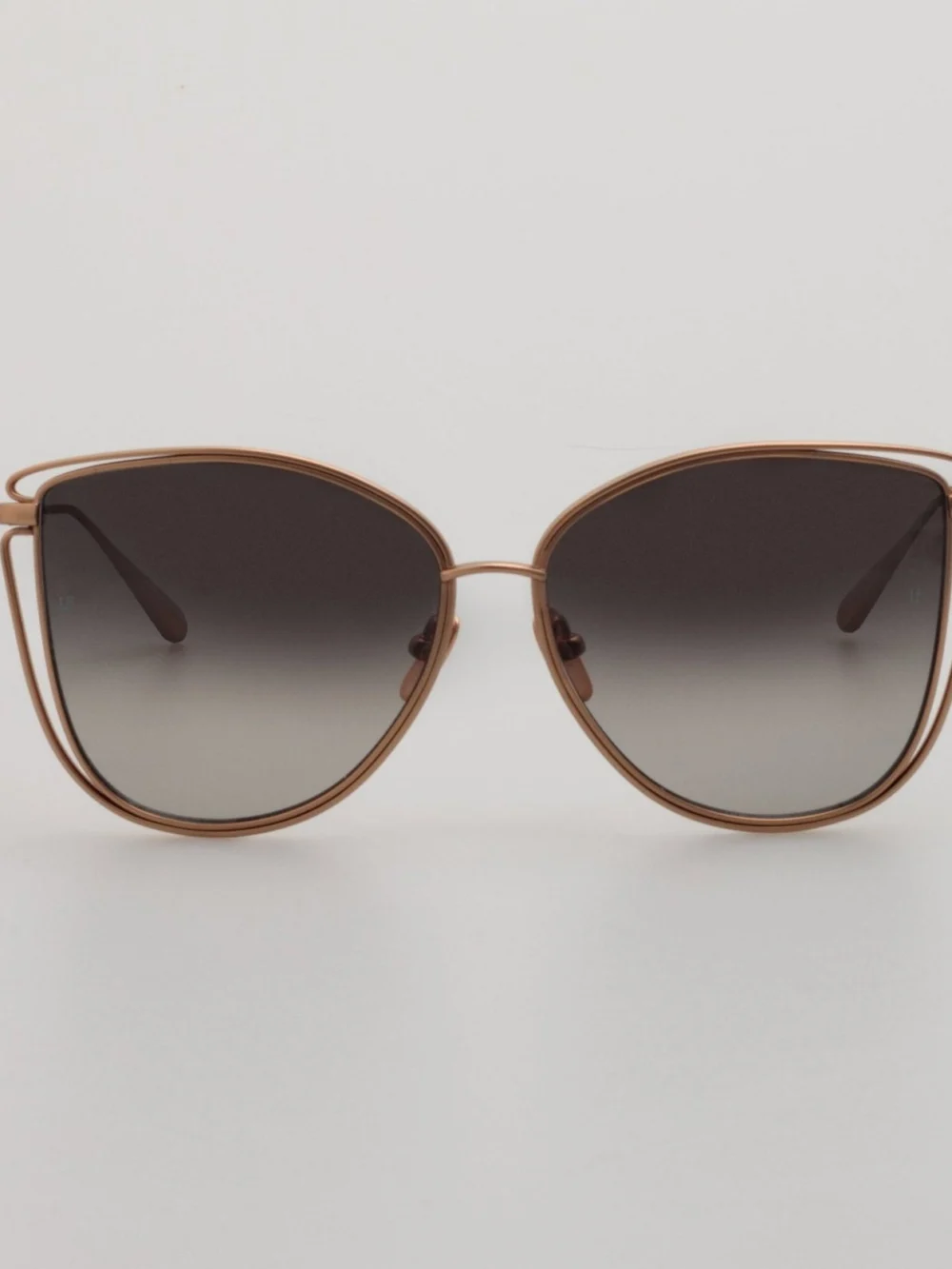 Linda Farrow Dinah Sunglasses in matt 18k rose gold and grey
