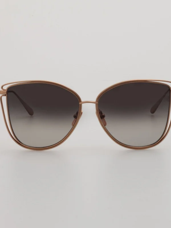 Linda Farrow Dinah Sunglasses in Matt 18K Rose Gold and Grey