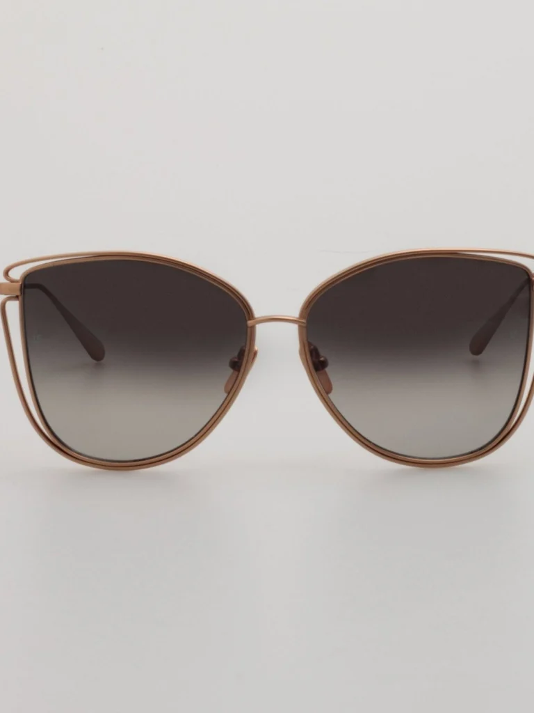Linda Farrow Dinah Sunglasses in Matt 18K Rose Gold and Grey