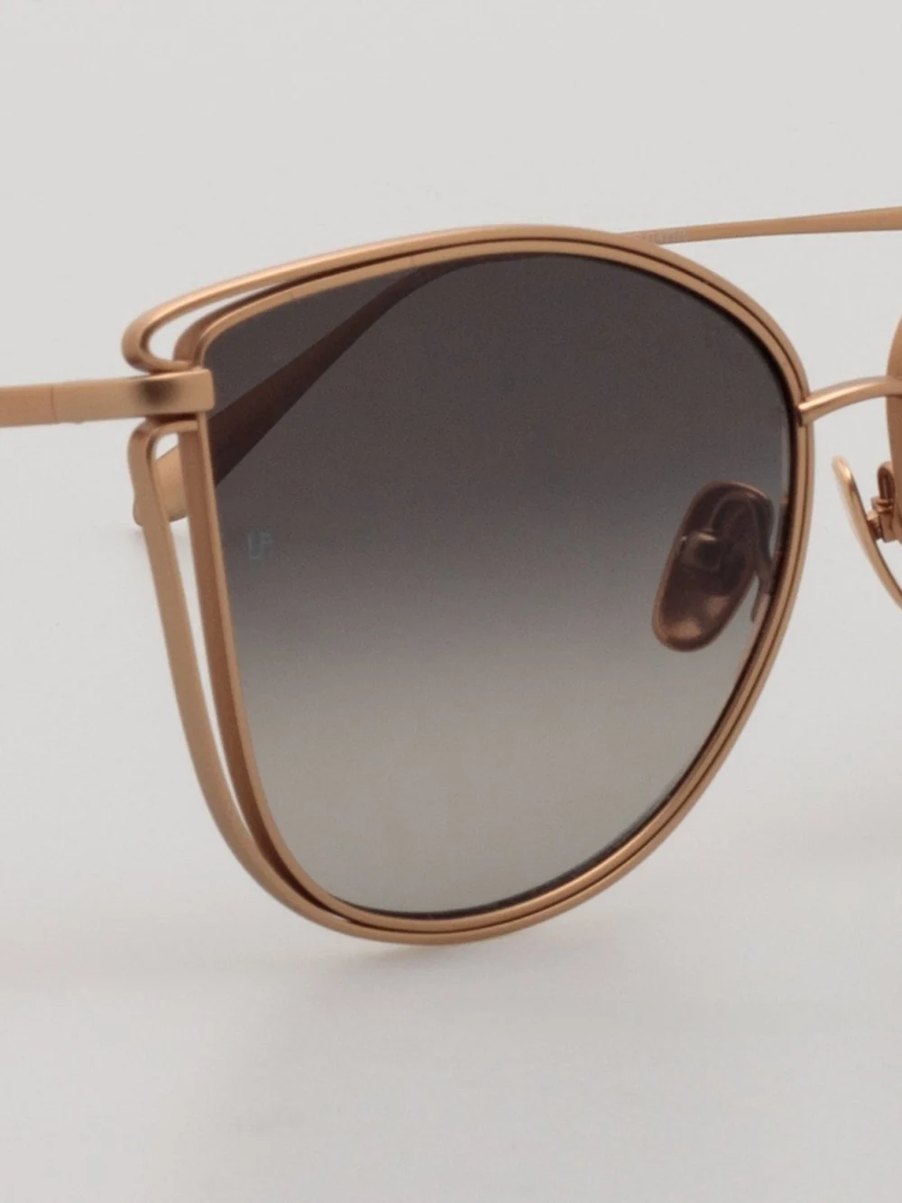 Linda Farrow Dinah Sunglasses, matt 18k rose gold and grey, view 2