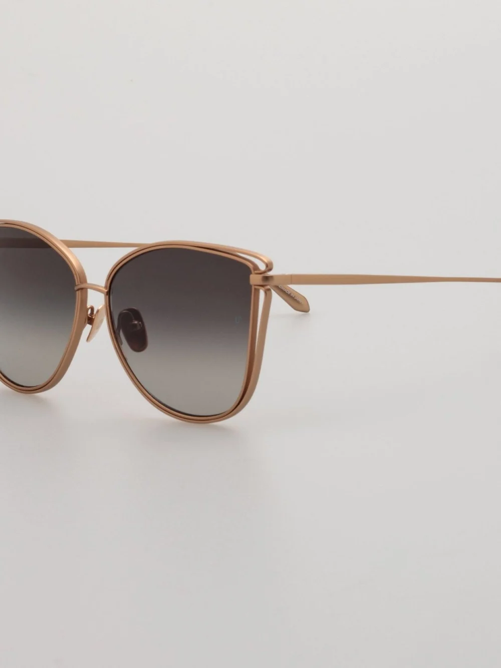 Linda Farrow Dinah Sunglasses, matt 18k rose gold and grey, view 4