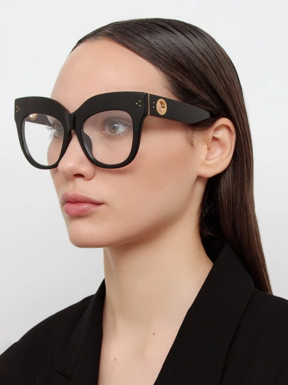 Linda Farrow Dunaway Optical Frame, black, view 3