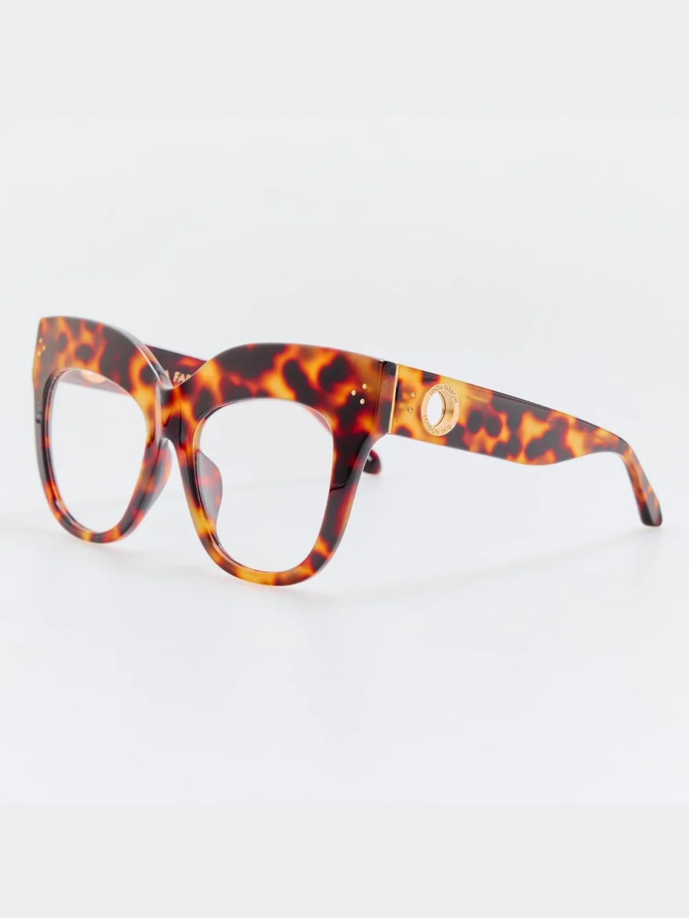 Linda Farrow Dunaway Optical Frame, tortoiseshell, view 2