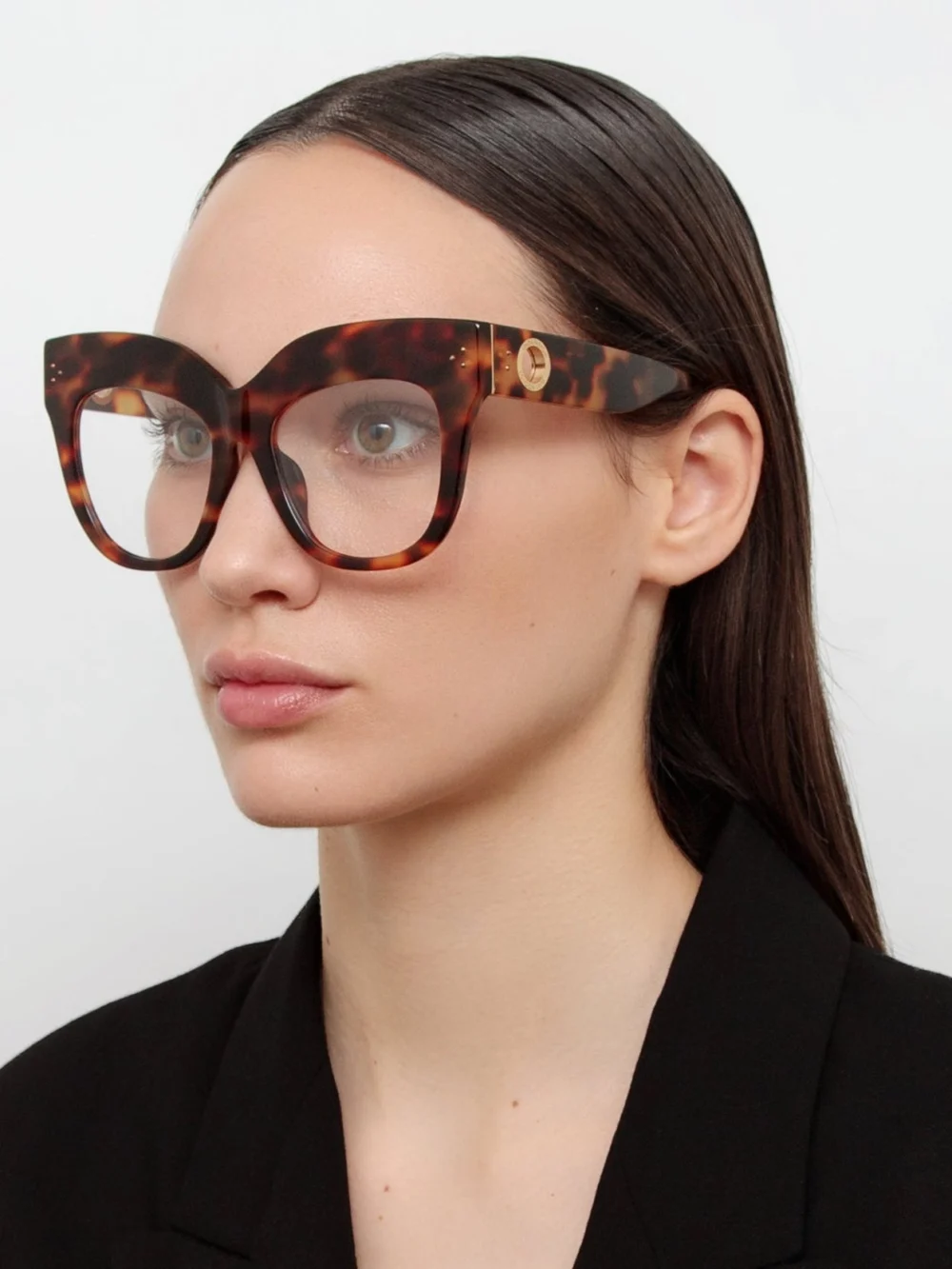 Linda Farrow Dunaway Optical Frame, tortoiseshell, view 3