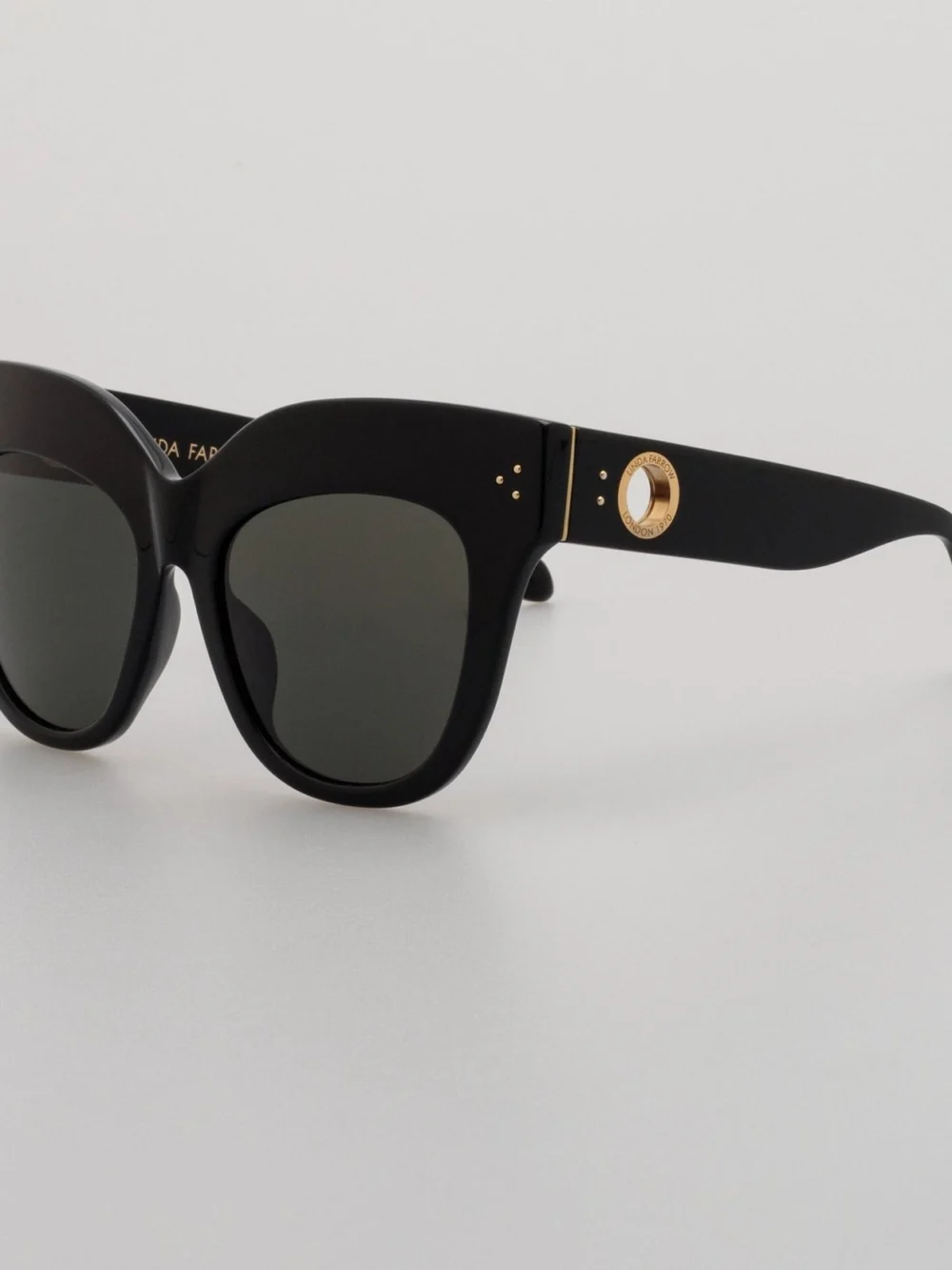 Linda Farrow Dunaway Sunglasses, black, view 2