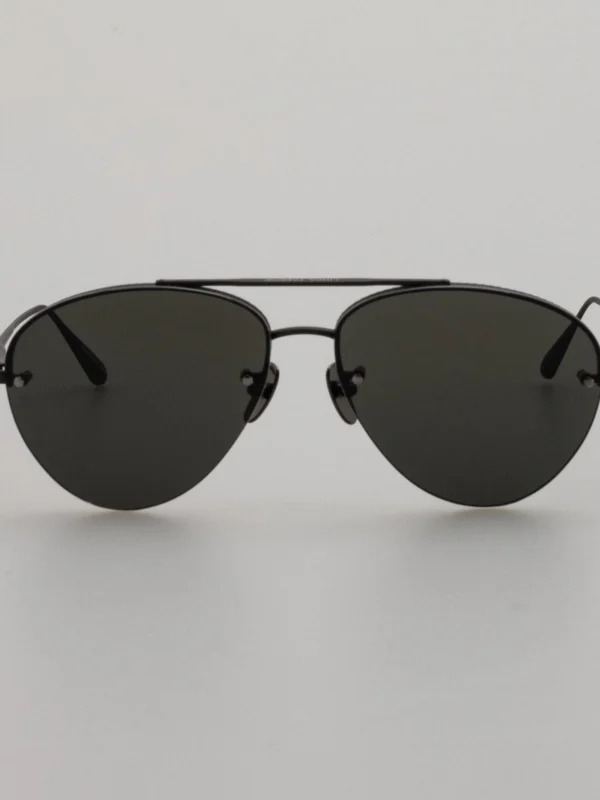 Linda Farrow Edano Sunglasses in Matt Black Nickel