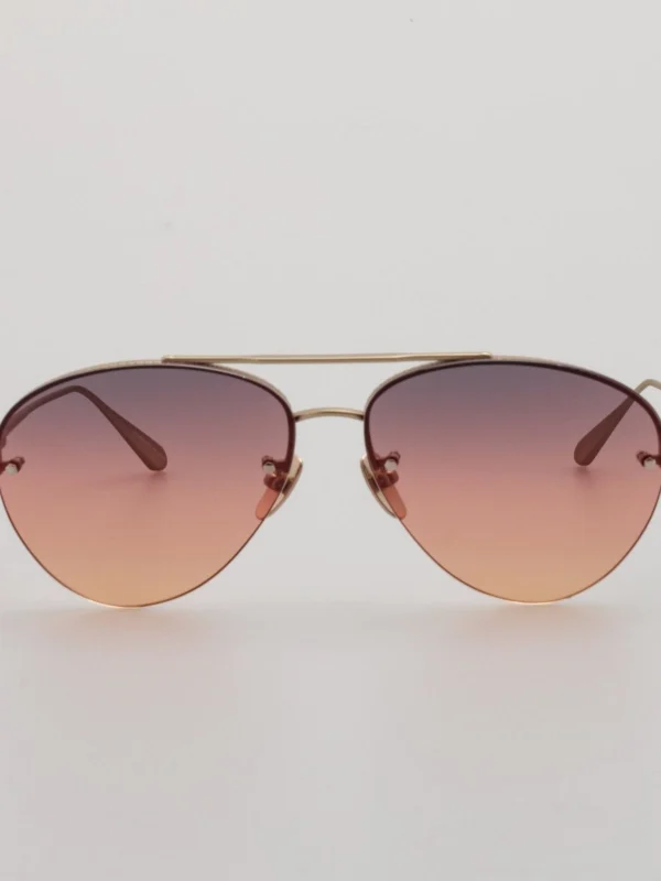 Linda Farrow Edano Sunglasses in Matt Champagne and Sunset Gradient