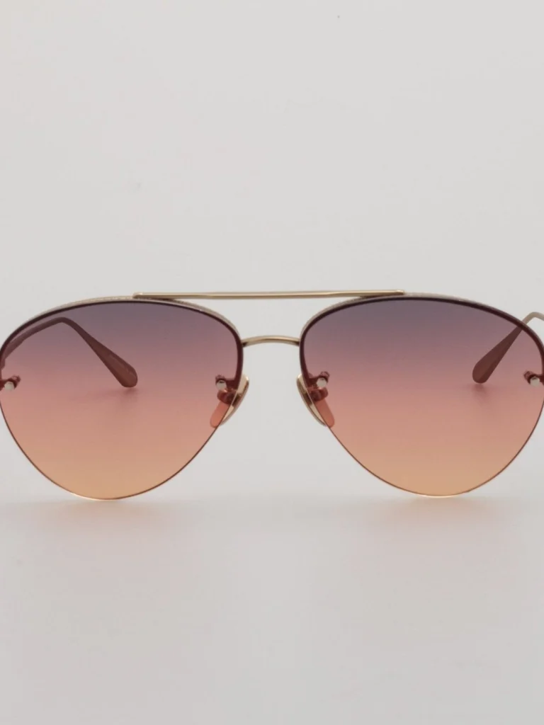 Linda Farrow Edano Sunglasses in Matt Champagne and Sunset Gradient