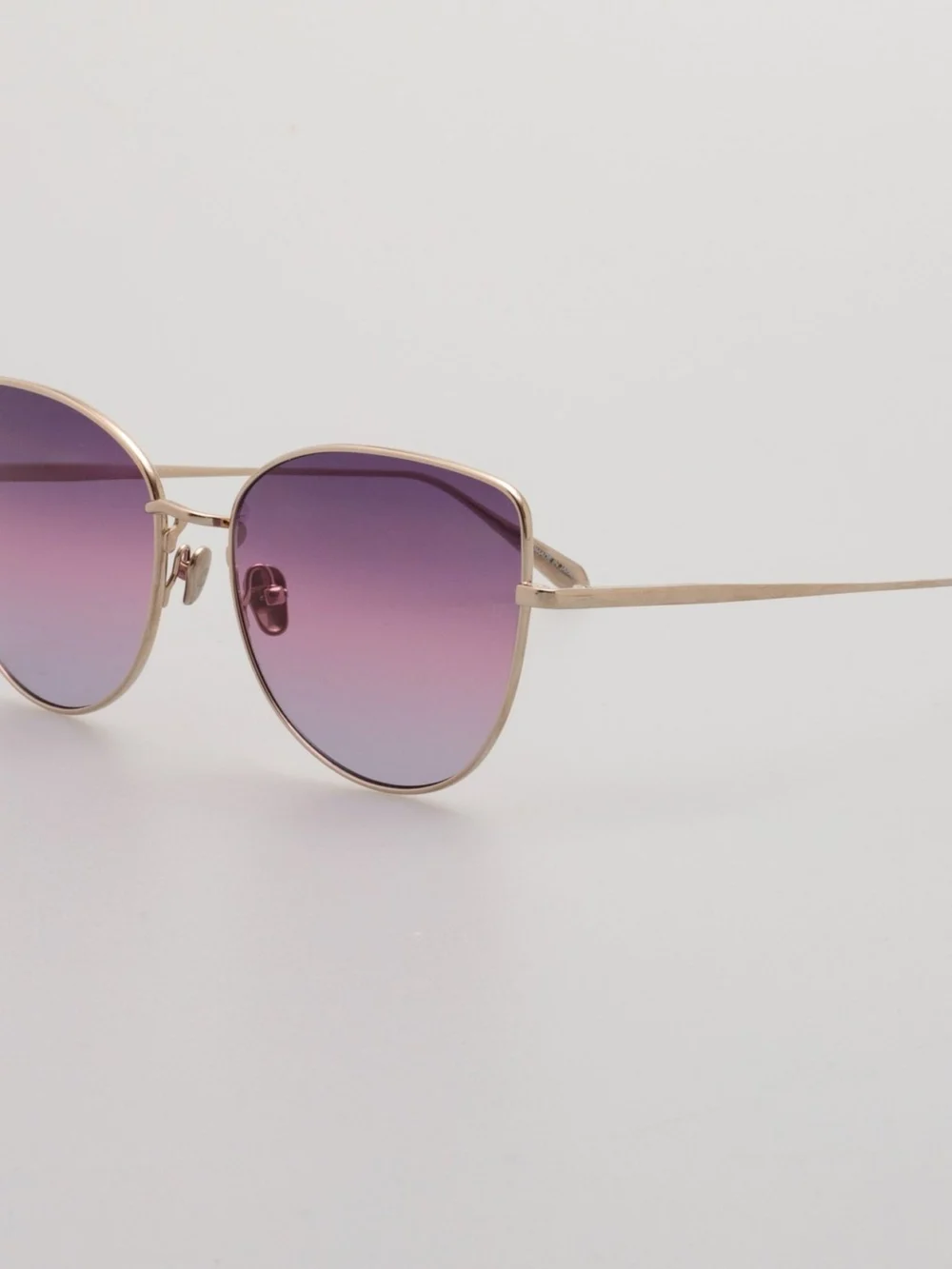Linda Farrow Eloise Cat Eye Sunglasses, 22k gold and purple, view 2