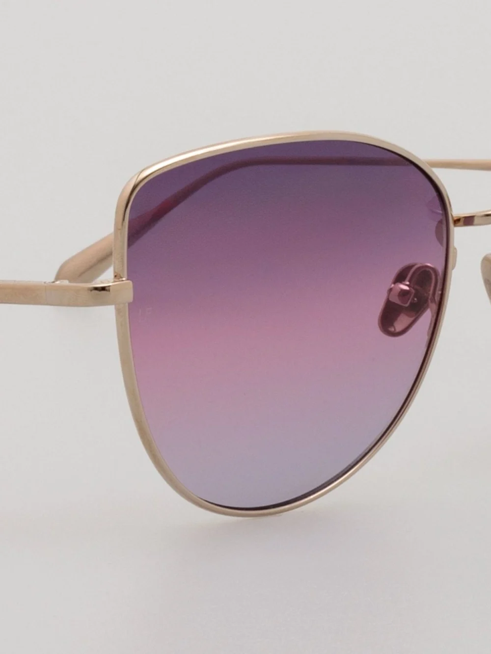 Linda Farrow Eloise Cat Eye Sunglasses, 22k gold and purple, view 4