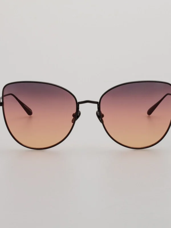 Linda Farrow Eloise Sunglasses in Matt Nickel and Sunset Gradient