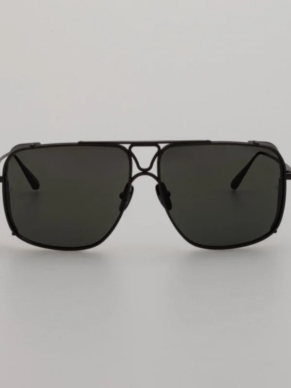 Linda Farrow Enzo Sunglasses in Matt Black Nickel