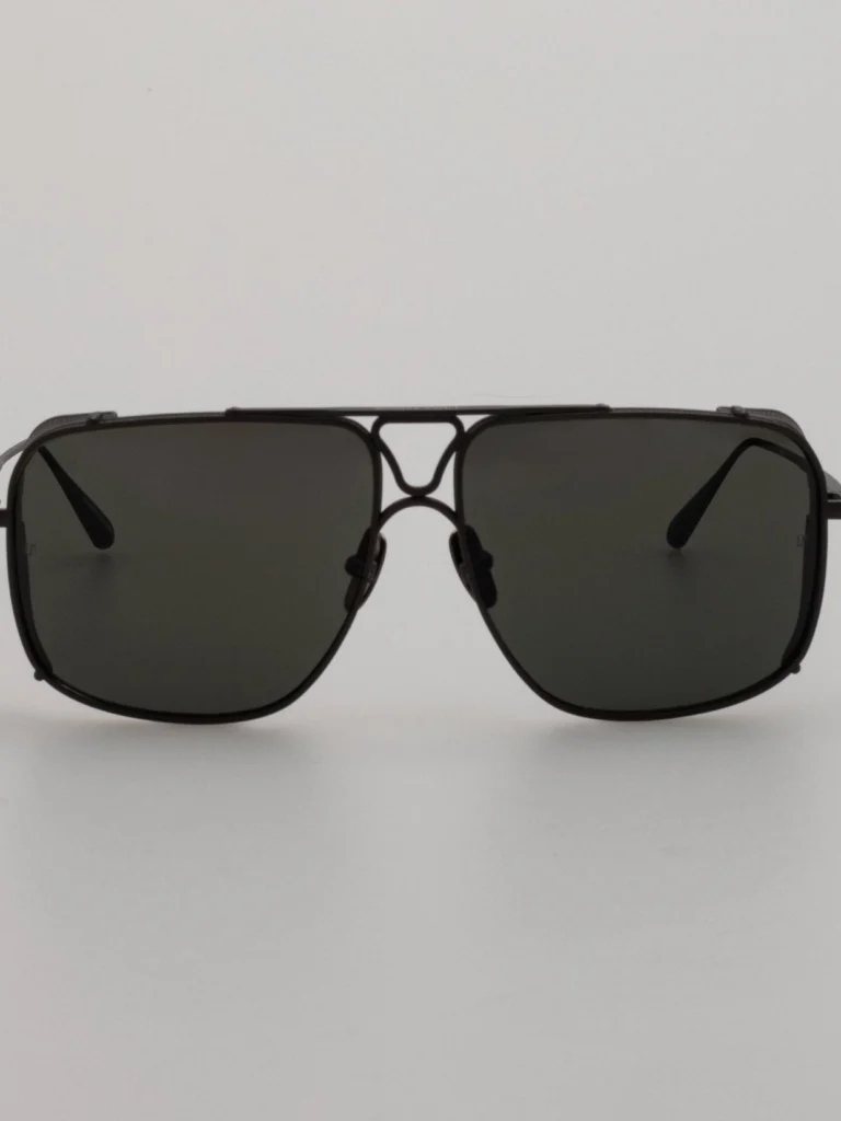 Linda Farrow Enzo Sunglasses in Matt Black Nickel