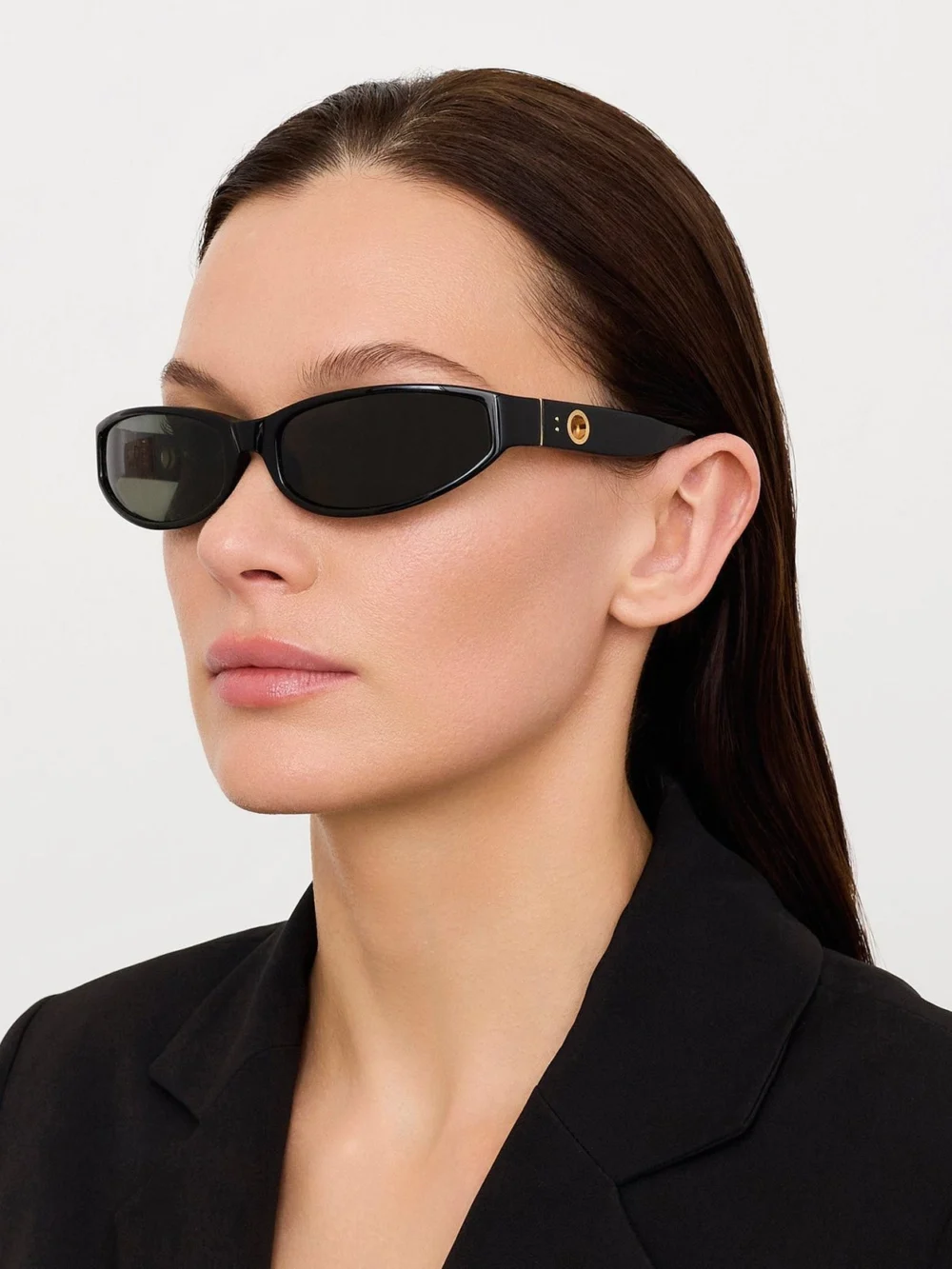 Linda Farrow Etain Sunglasses, black, view 3