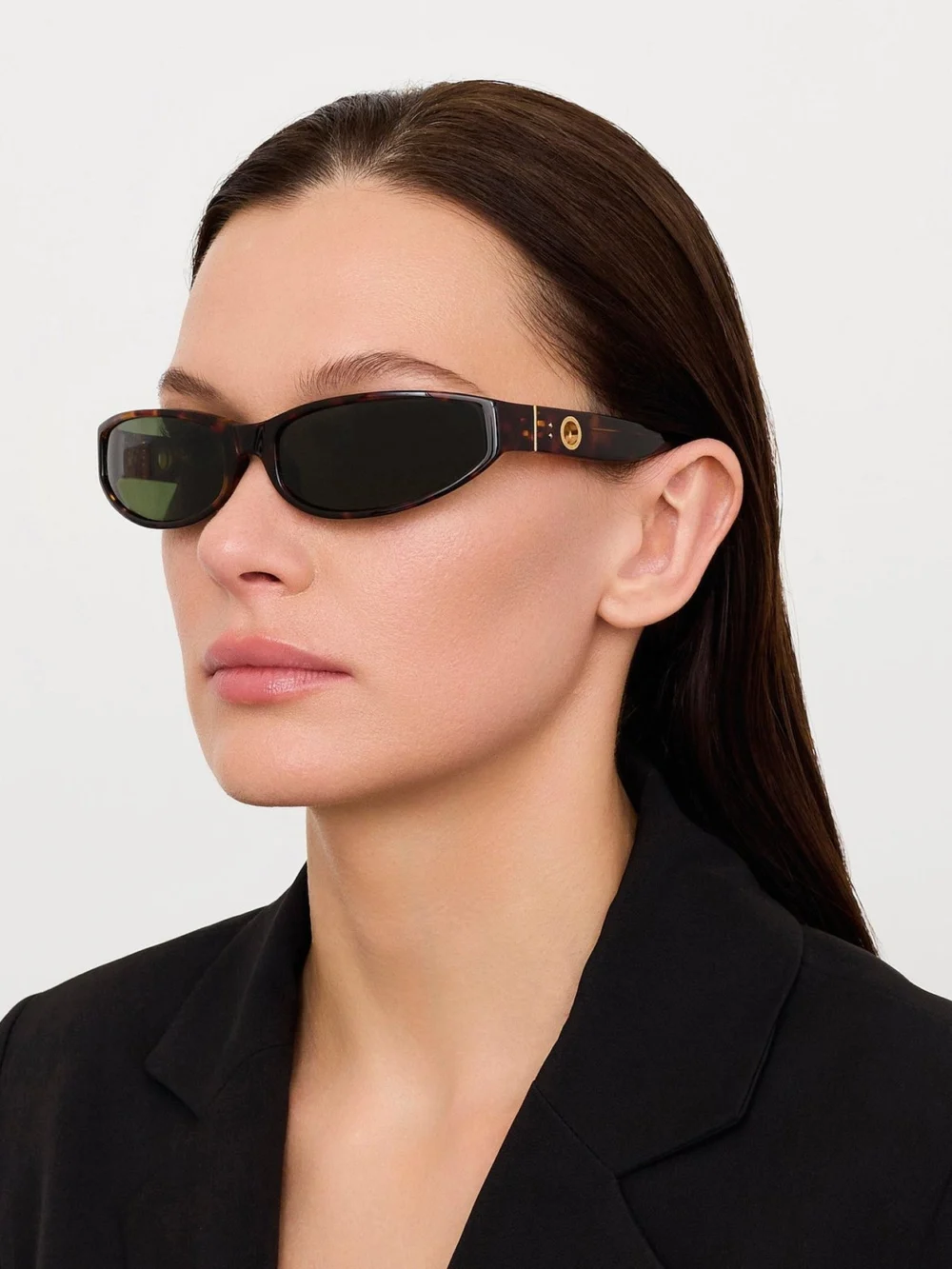 Linda Farrow Etain Sunglasses, dark tortoiseshell, view 3