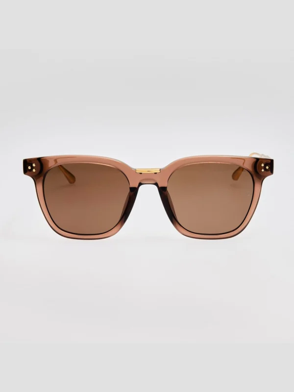 Linda Farrow Evan Sunglasses in 22K Gold and Brown