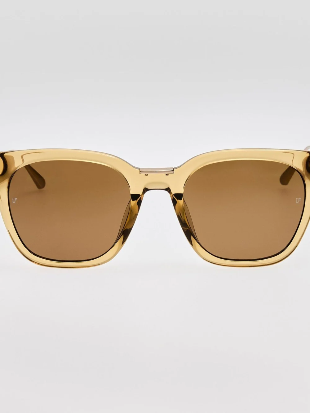 Linda Farrow Evans Sunglasses in 22k gold and khaki