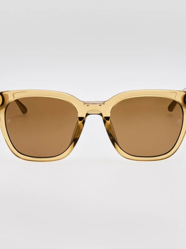 Linda Farrow Evans Sunglasses in 22K Gold and Khaki