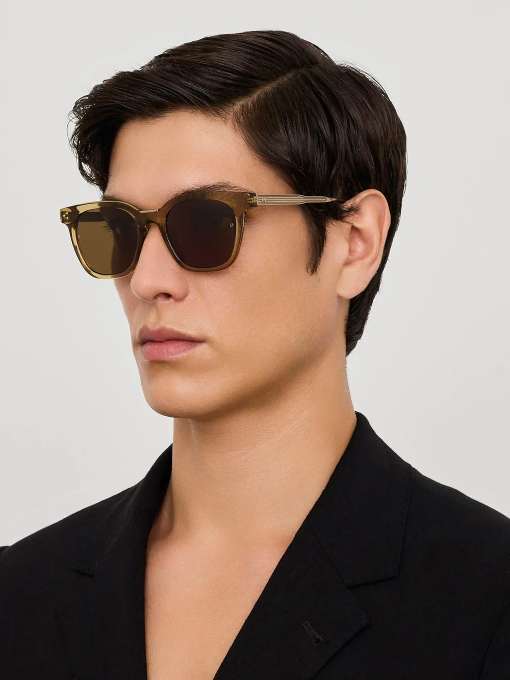 Linda Farrow Evans Sunglasses, 22k gold and khaki, view 4