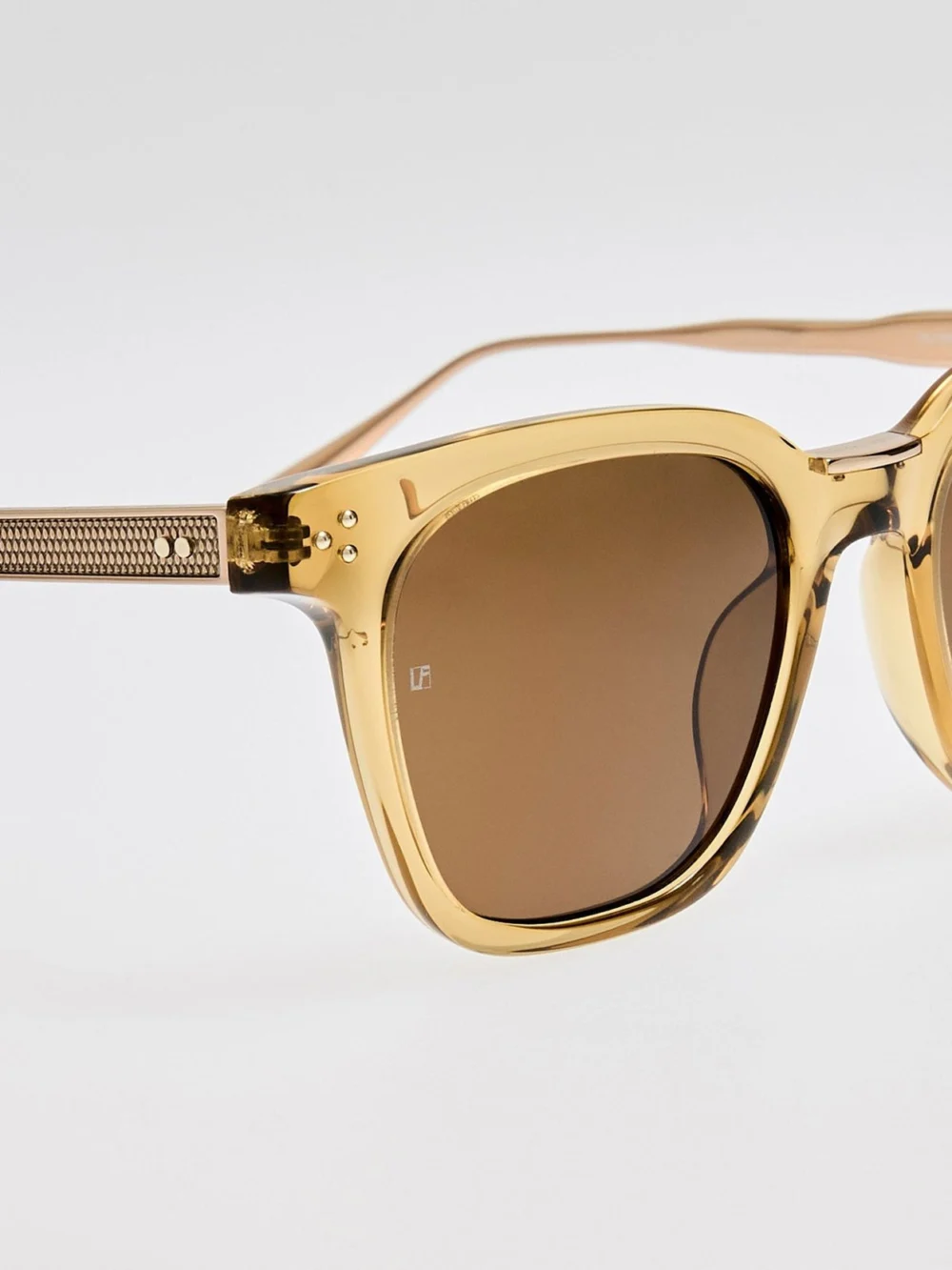 Linda Farrow Evans Sunglasses, 22k gold and khaki, view 5