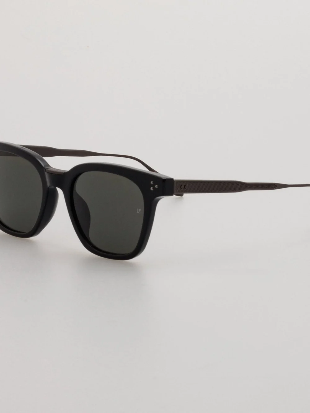 Linda Farrow Evans Sunglasses, black and matt nickel, view 2