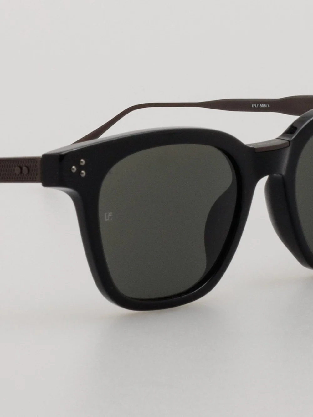 Linda Farrow Evans Sunglasses, black and matt nickel, view 3