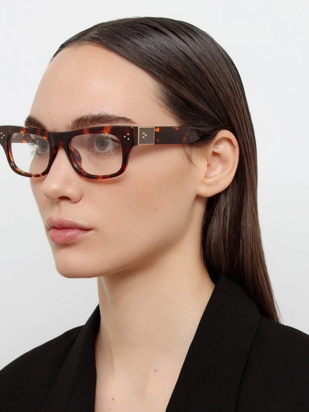 Linda Farrow Falck Optical Frame, tortoiseshell, view 3