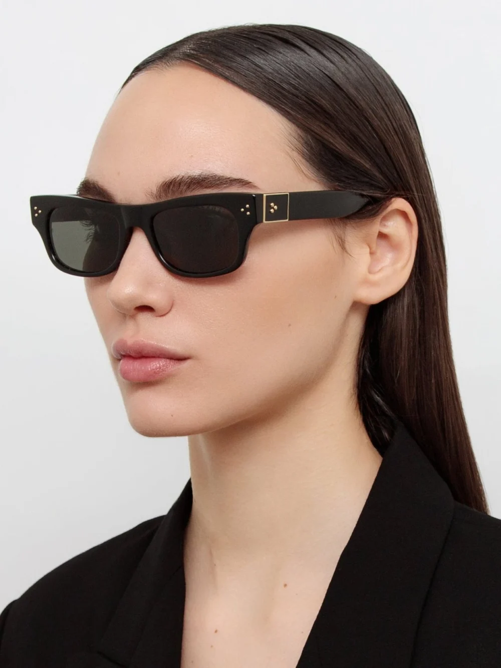 Linda Farrow Falck Sunglasses, black, view 3