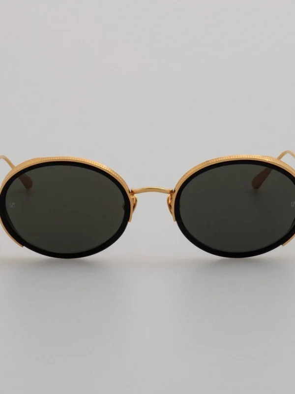 Linda Farrow Finn Sunglasses in 22K Gold and Grey