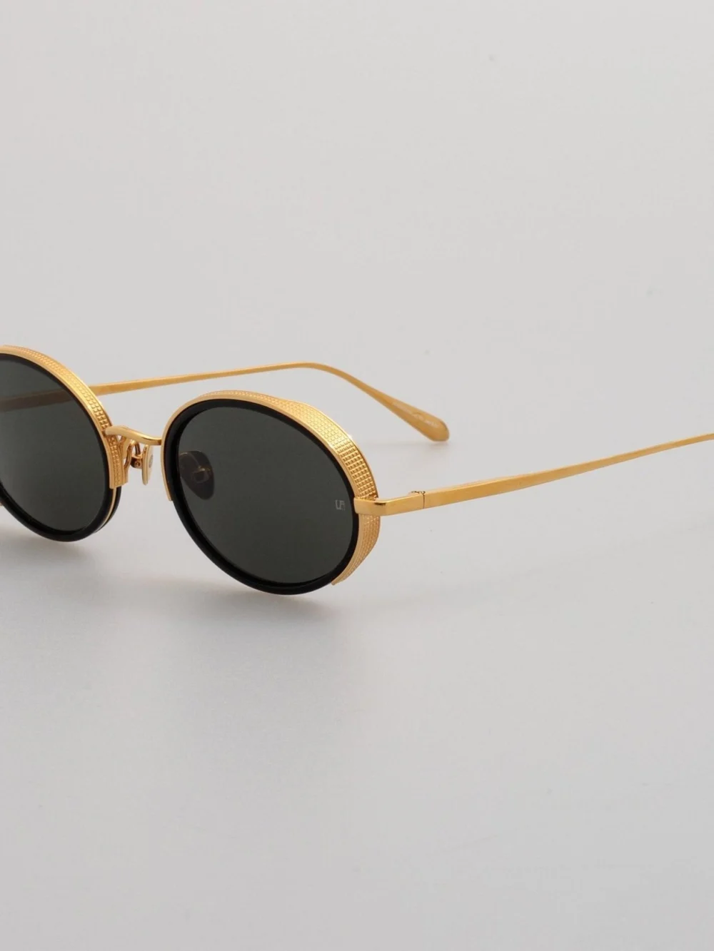 Linda Farrow Finn Sunglasses, 22k gold and grey, view 2